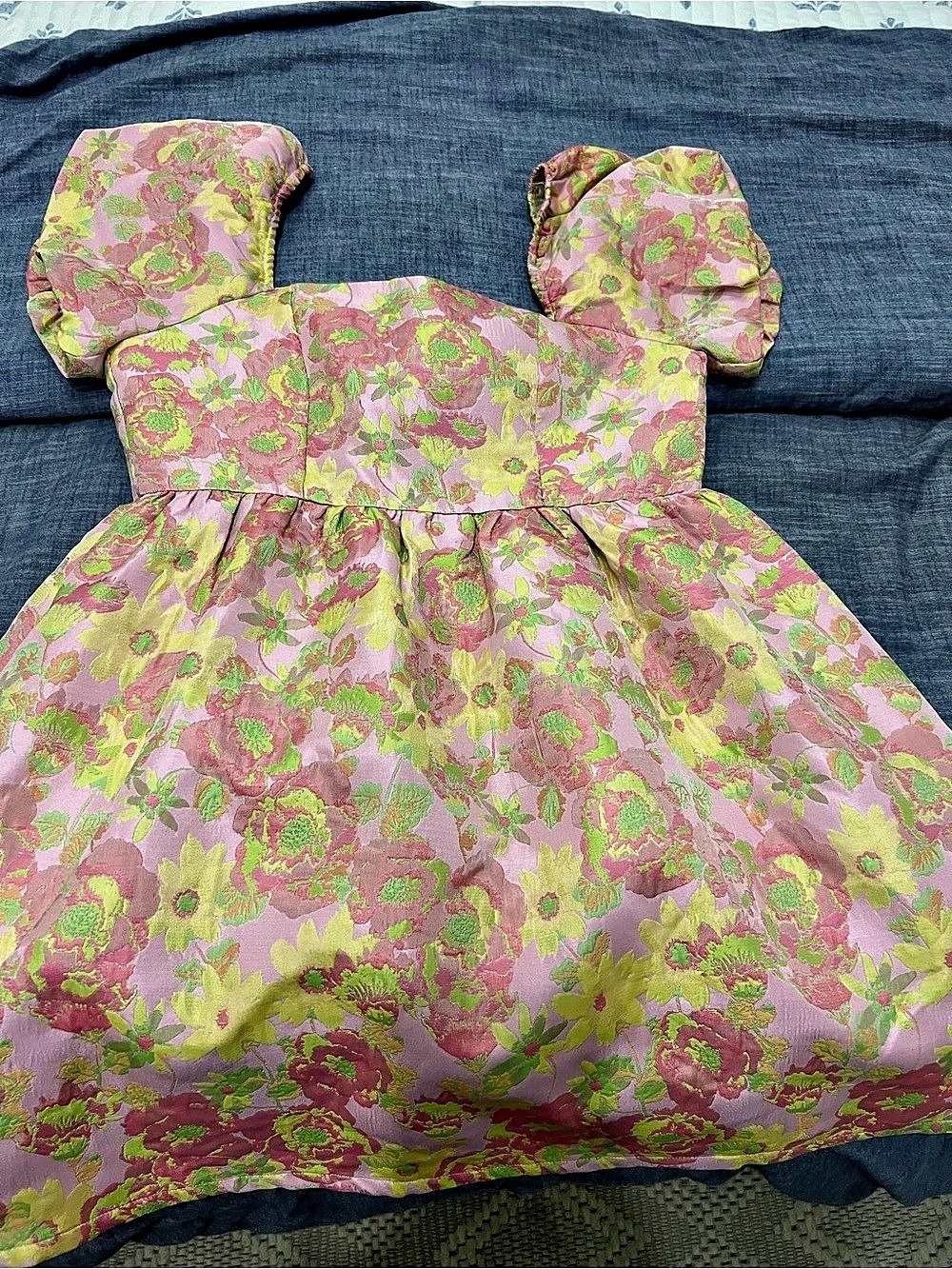 TCEC Floral Party Dress in Pink & Green Size Medium